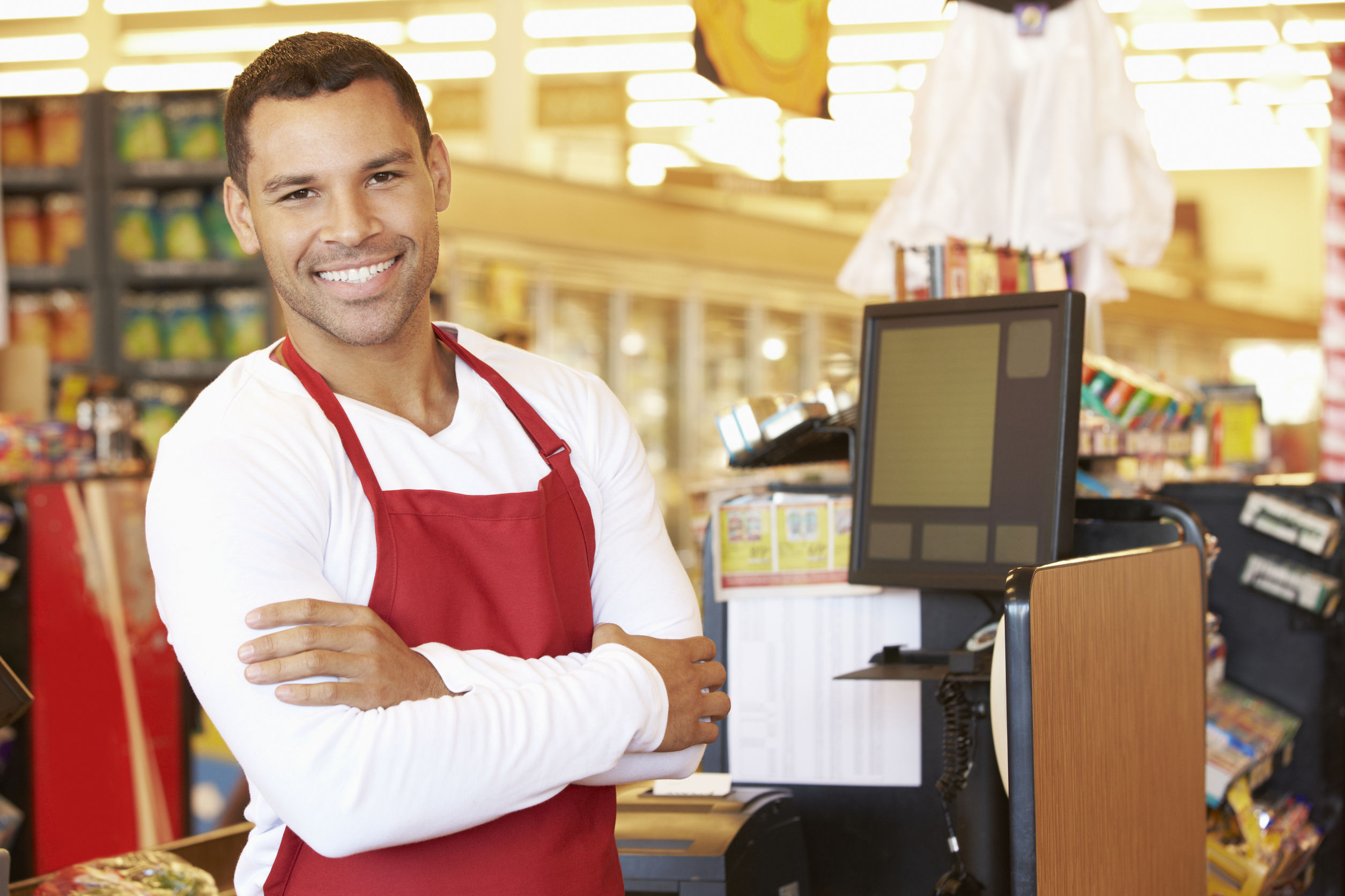 Shop assistant and customer